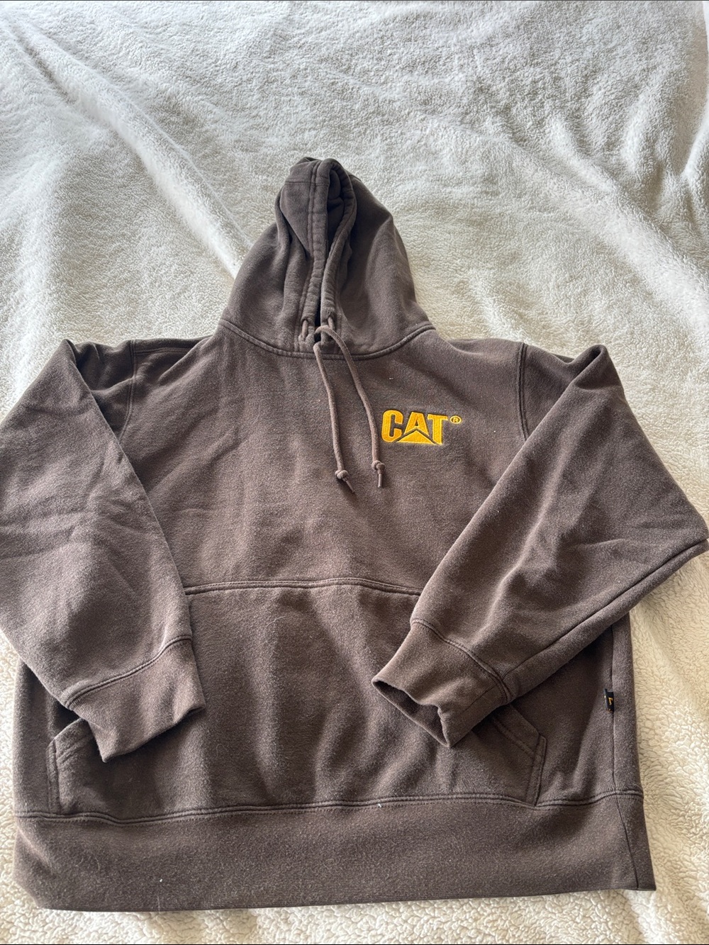 Caterpillar Brown Hoodie with Yellow CAT Logo